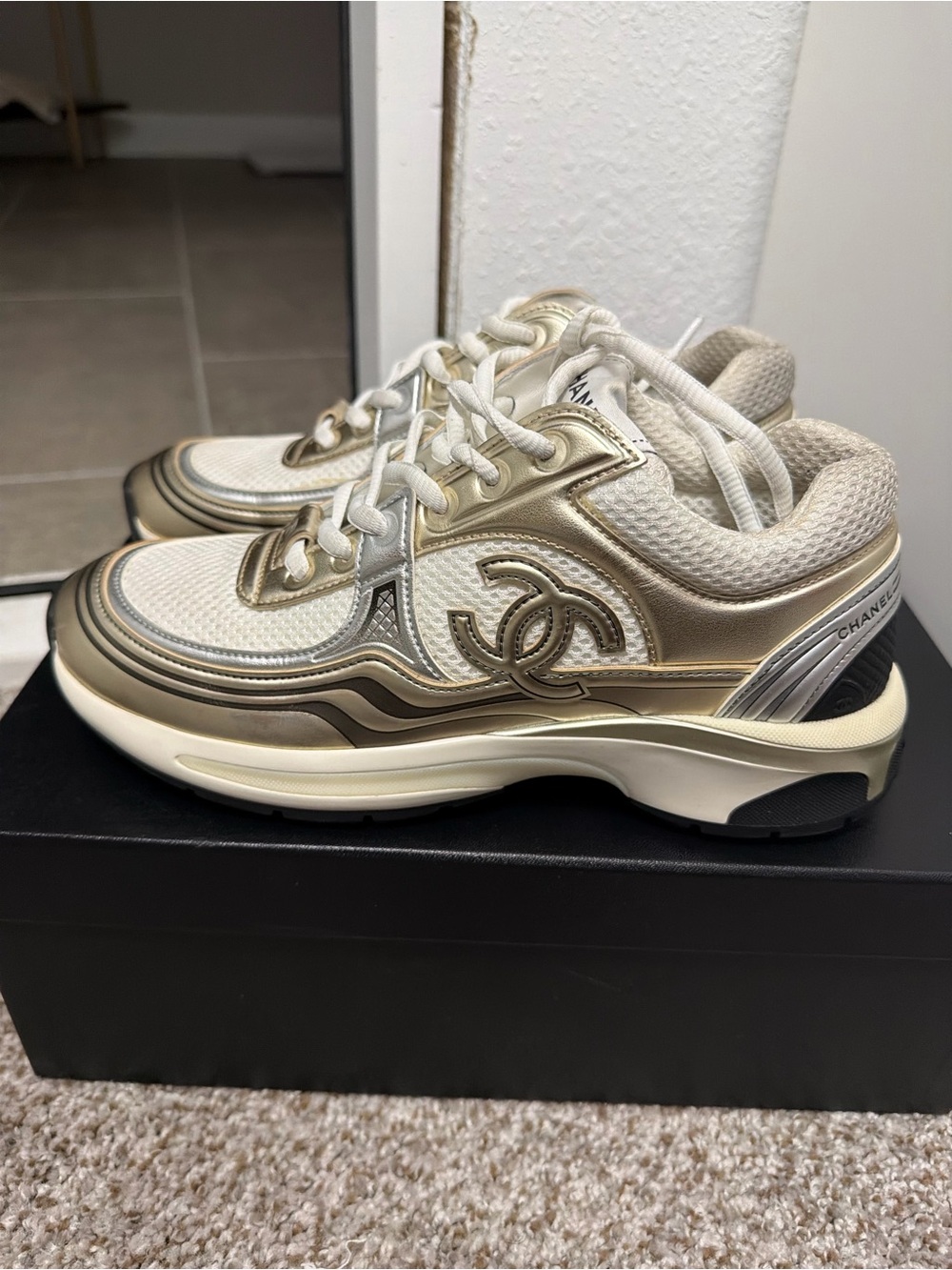 CHANEL Sneakers - Gold and Silver